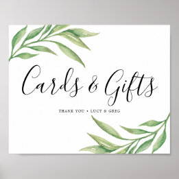 Poster Cartões de Casamento e Sinal de Presente | Folhas 