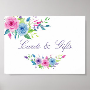 Poster Cartões de casamento florais em aquarela e sinal d