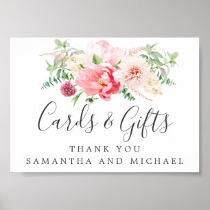Poster Cartões de Casamento Floral e Sinal de Presente Ro