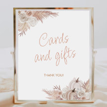 Cartões De Chá de fraldas Boho Pumpkin E Sinal De