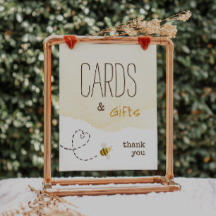 Poster Cartões de Chá de fraldas de Abelhas Doce e Sinal 