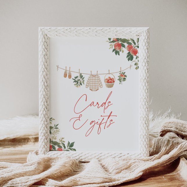 Poster Cartões de Chá de fraldas de queda da Apple e sina (Criador carregado)