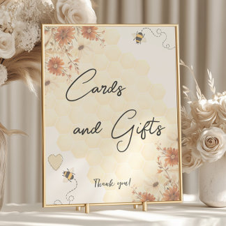 Poster Cartões De Chá de fraldas E Sinal De Presente Boho