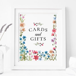 Poster Cartões de Chá de fraldas e Sinal de presentes de