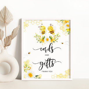 Poster Cartões de coloração d'água de abelhas e sinal