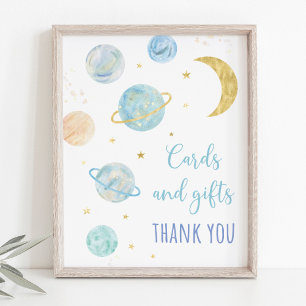 Poster Cartões de Espaço Azul Pastel e Sinal de Hoje