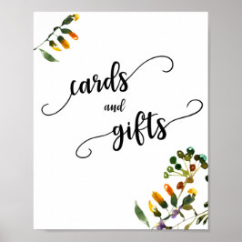 Poster Cartões de flor selvagem e sinal de presentes