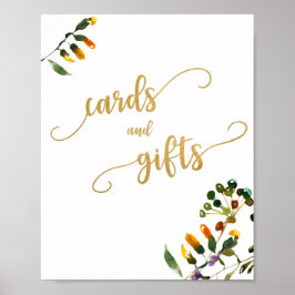 Poster Cartões de flor selvagem e sinal de presentes