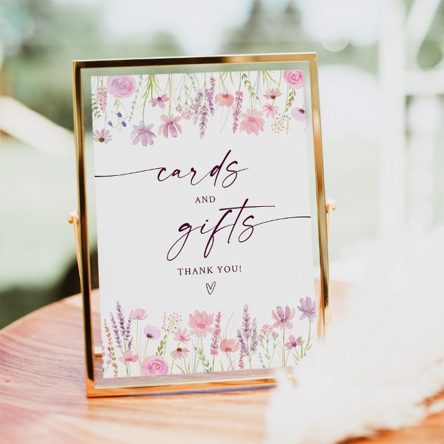 Poster Cartões de flor selvagem rosa-boho e Sinal de aniv (Criador carregado)