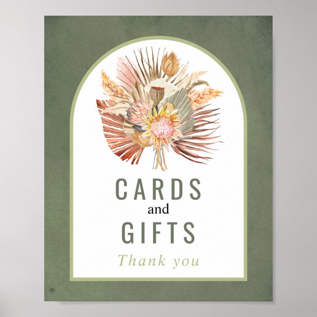 Poster Cartões de flores secos e casamento outono de pres (Frente)