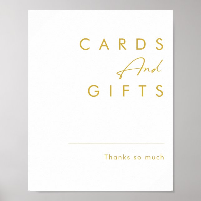 Poster Cartões de fonte Dourados e minimalistas modernos  (Frente)