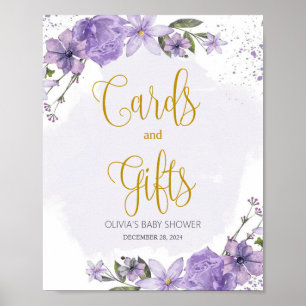 Poster Cartões de Lavanda Lilac e Sinal de presentes