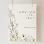 Poster Cartões de marfim e presentes de flores silvestres<br><div class="desc">Este Cartões de Marinha Branca e poster de presentes personalizados é perfeito para o seu simples e elegante casamento. O verde rústico moderno acompanhado pelas flores silvestres de cor aquática minimalistas ajudará a dar vida à sua visão! Este design de flores de ouro bonito, toques de sábio boêmico verde e...</div>