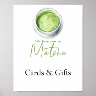 Poster Cartões de Matcha Latte e presentes para chá de be