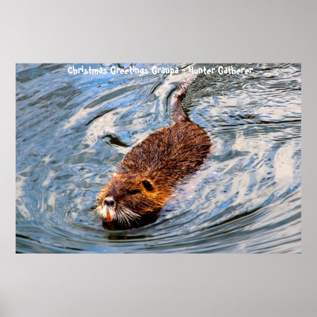 Poster Cartões de natal Vovô Hunter Gatherer (Frente)