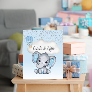 Poster Cartões de Presentes para Chás de Bebê Elefante Az