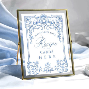 Poster Cartões de receita de Ornamentado Flor Azul Vitori