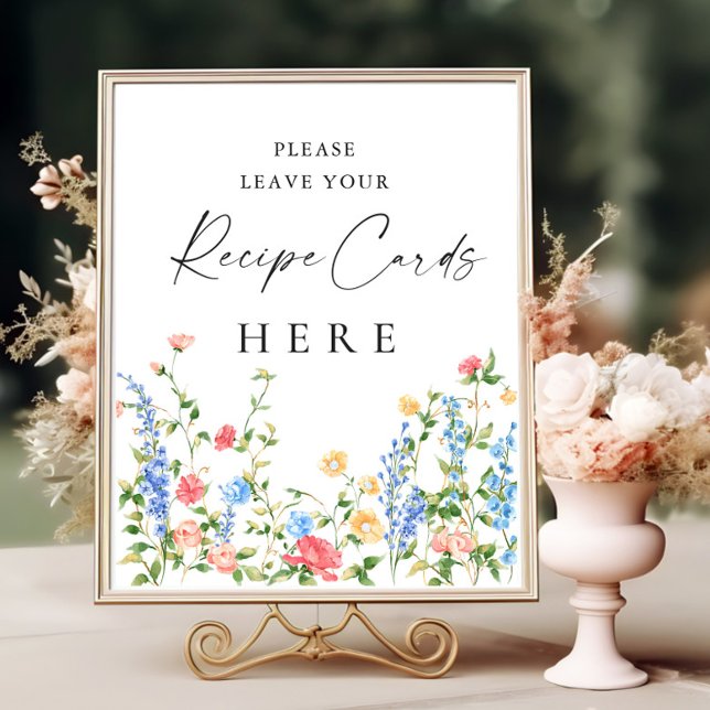 Poster Cartões de Receitas de Flores Selvagens Rosa Paste (Criador carregado)