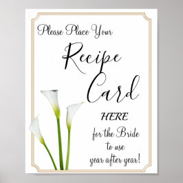 Poster Cartões de Receitas de Lírios Callas sinal de jogo