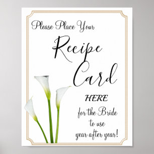 Poster Cartões de Receitas de Lírios Callas sinal de jogo