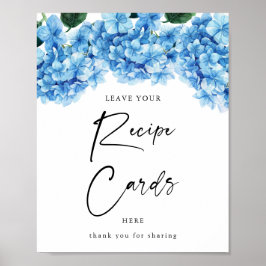 Poster Cartões de Receitas Florais de Hidrangeá Azul para
