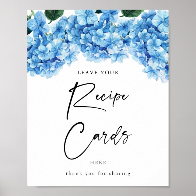 Poster Cartões de Receitas para Chá de Noiva com Flores d (Frente)