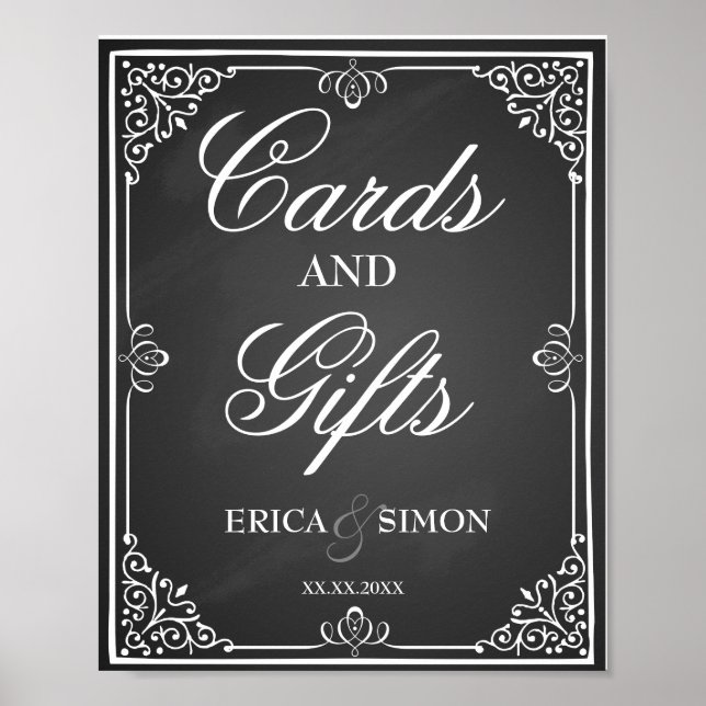 Poster Cartões de sinal de casamento e mesa de presentes (Frente)