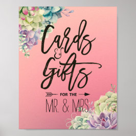 Poster Cartões de Sinal de Casamento & Presentes Suculent