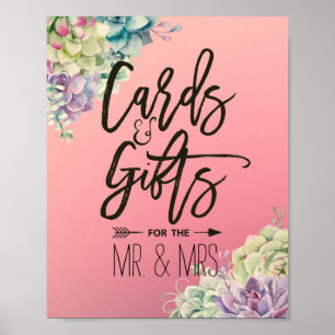 Poster Cartões de Sinal de Casamento & Presentes Suculent