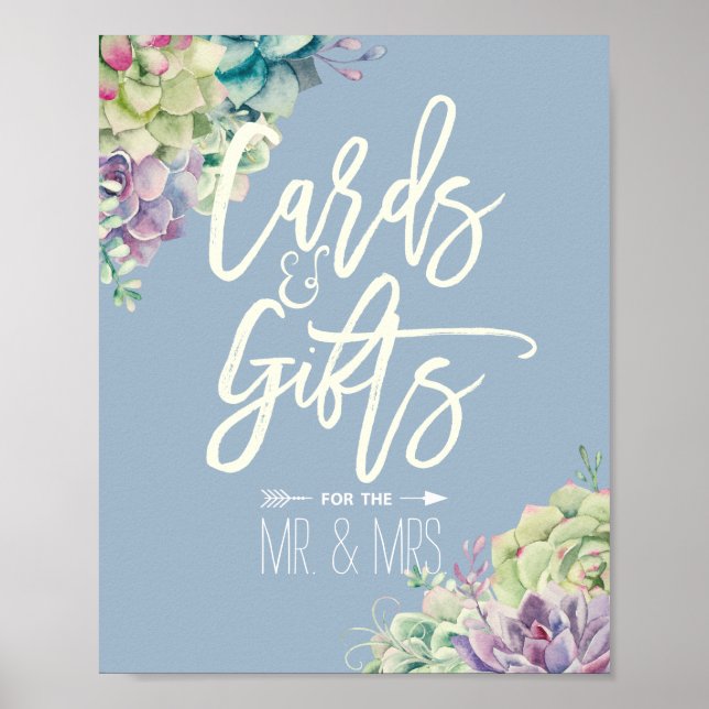 Poster Cartões de Sinal de Casamento & Presentes Suculent (Frente)