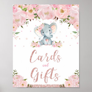 Poster Cartões e Chá de fraldas de aniversário de elef