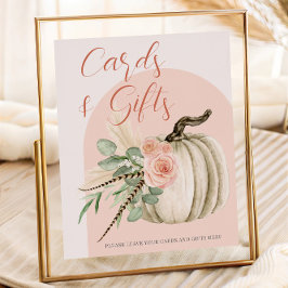 Poster Cartões e Mesa de Presentes de Abóbora de Aquarela