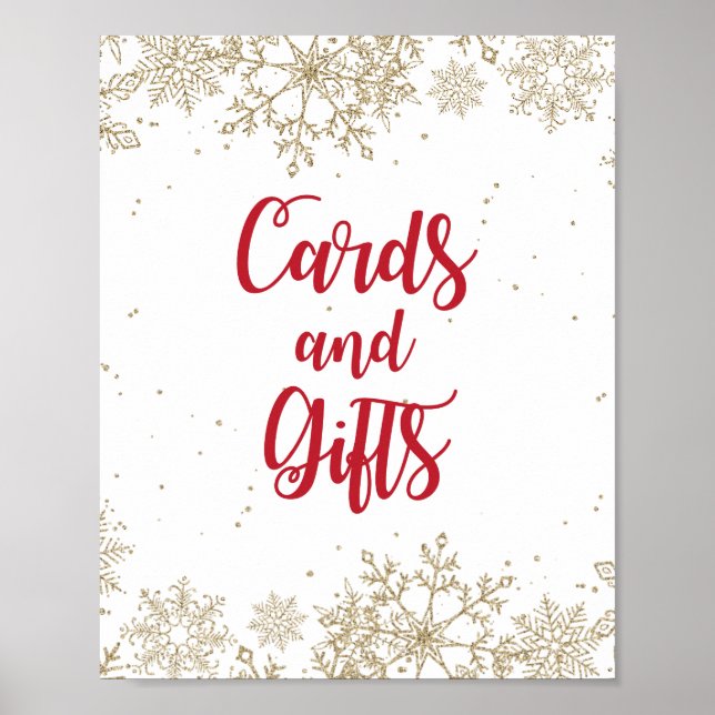 Poster Cartões e Presentes Aniversário Vermelho e Dourado (Frente)