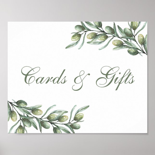 Poster Cartões e presentes. Azeitonas. Casamento de verão (Frente)