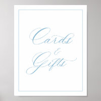 Cartões e presentes azuis claros elegantes