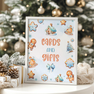 Poster Cartões e presentes Azul Cookie Natal Aniversário