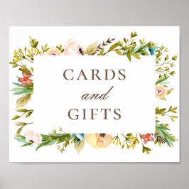 Poster Cartões e presentes. Casamento de jardim floral ve