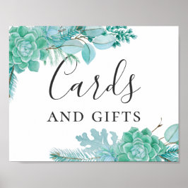 Poster Cartões e presentes. Casamento de suculentas menta