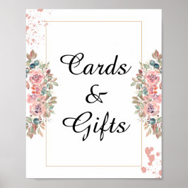 Poster Cartões e presentes casamento floral em ouro rosa 