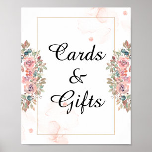 Poster Cartões e presentes casamento floral em rose gold