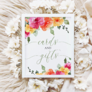 Poster Cartões e presentes chá de fraldas floral brilhant
