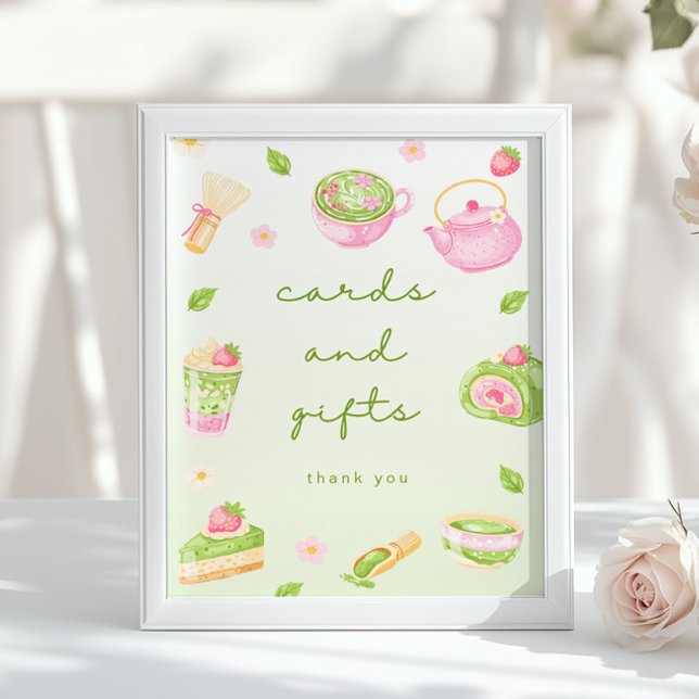 Poster Cartões e presentes Chá de Matcha Rosa Chá de Bebê (Criador carregado)