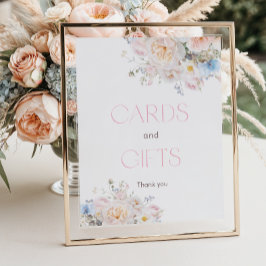 Poster Cartões e presentes, cor-de-rosa, floreal