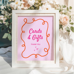 Poster Cartões e presentes cor-de-rosa laranja pretos