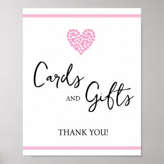 Poster Cartões e Presentes Coração Rosa para Baby Shower
