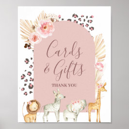 Poster Cartões e Presentes de Animais Safari Boho Pampas