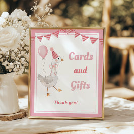 Poster Cartões e presentes de aniversário de menina rosa-