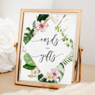 Poster Cartões e presentes de aquarela tropical Monstera
