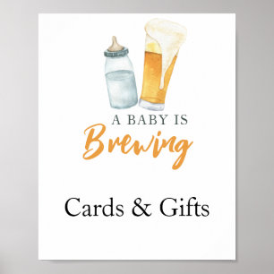 Poster Cartões e presentes de bebê está preparando cervej