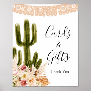 Poster Cartões e Presentes de Cacto Boho Flores Rosa Gram